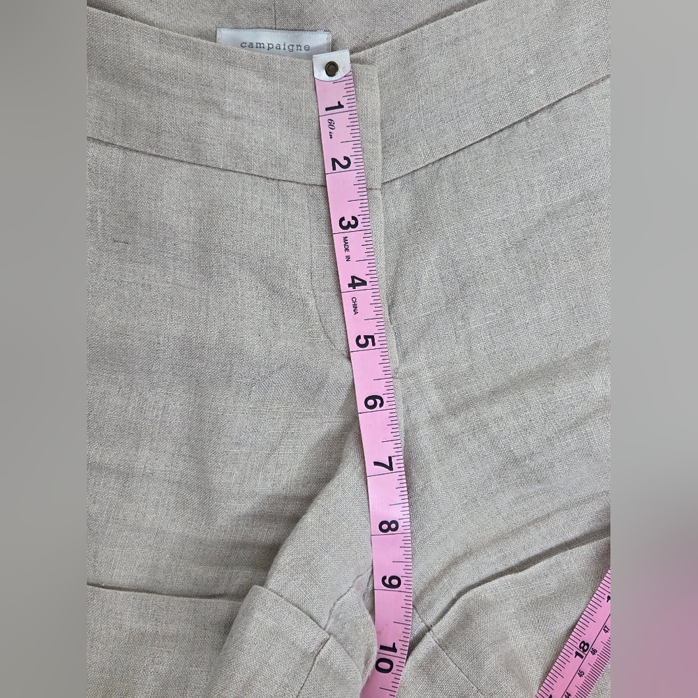 Campaigne Size 6 Stylish Tan Shorts In Linen Textured Fabric - Picture 9 of 11